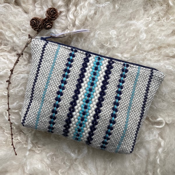 Wool Pouch - Sky Blue. Handwoven in Wales