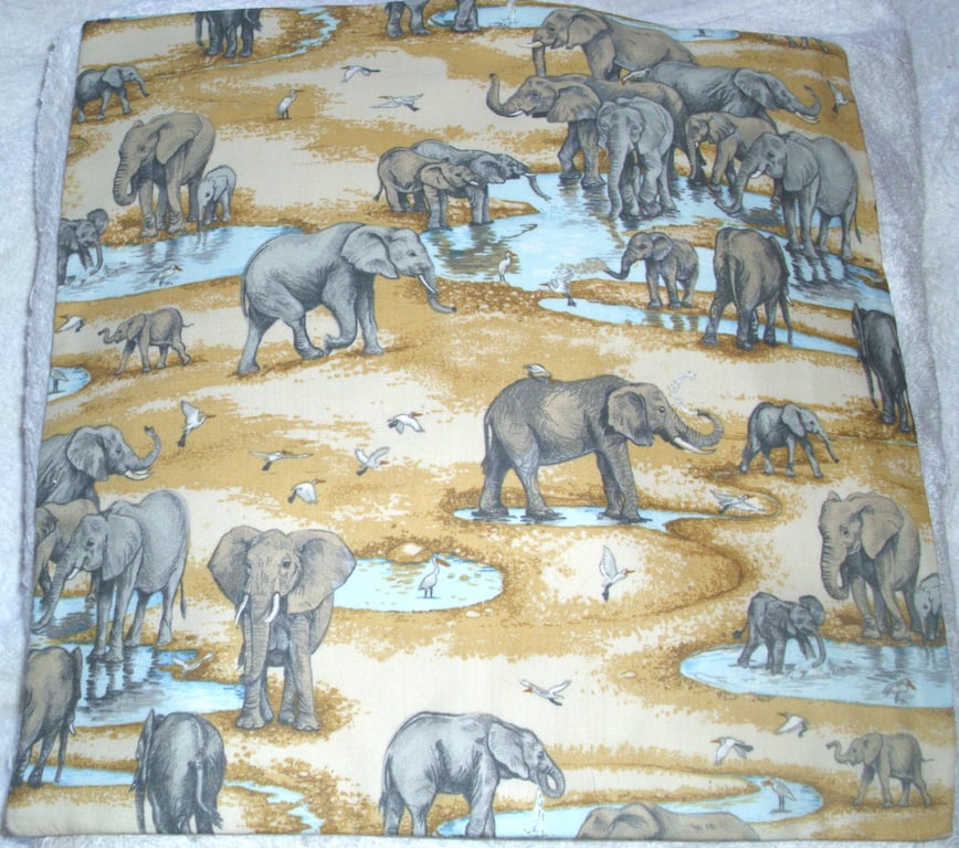 On Safari  Elephants at the waterhole cushion 