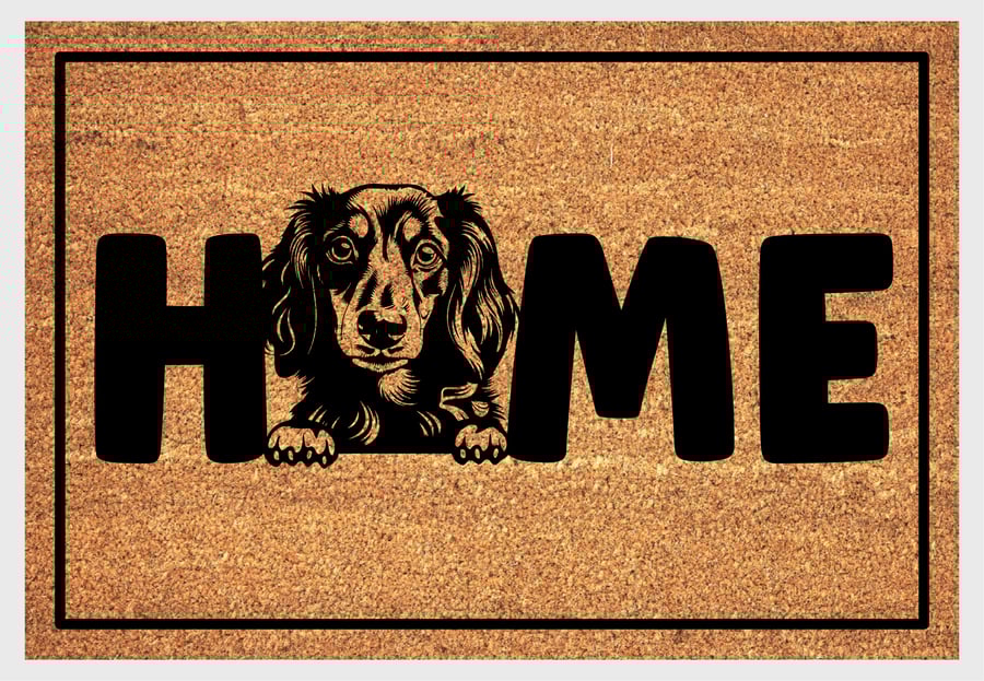 Dachshund Home Door Mat - Long Hair Dachshund Welcome Mat - 3 Sizes