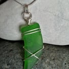 Spring and Summer inspired Sea glass pendant on silver plated snake chain