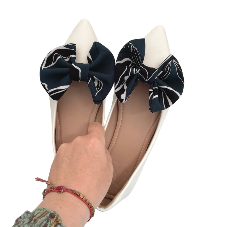 Dark Green Shoe Bow Clips Charms Handmade Cute Shoe Decor for Clogs Heels