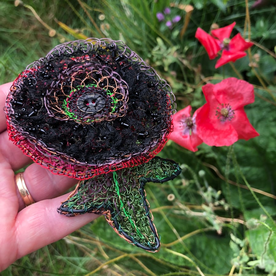 Commemorative poppy - sustainable jewellery  