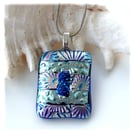Dichroic Glass Pendant 282 Silver Florentine Handmade with silver plated chain