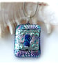Dichroic Glass Pendant 282 Silver Florentine Handmade with silver plated chain