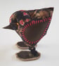 Floral Fabric Bird Ornament - Freestanding Textile Bird Decoration - Image 4