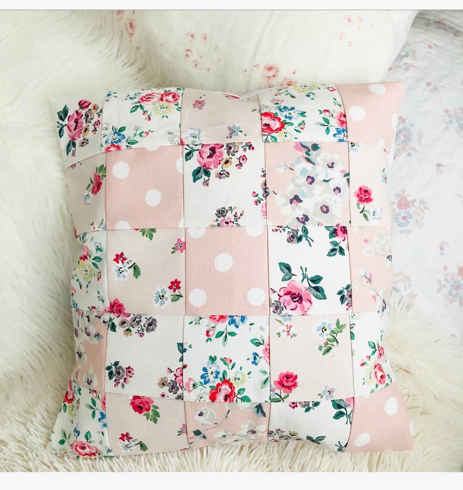 Patchwork cushion cover in Cath Kidston  cotton fabrics 