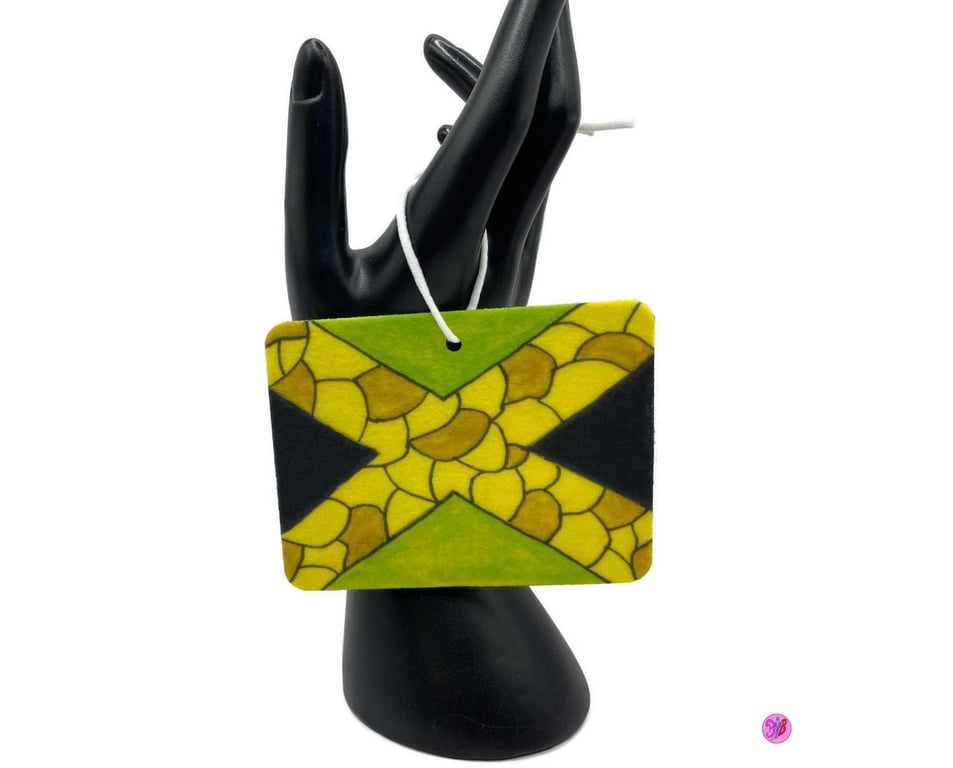 Jamaica abstract Art V05 Car Air freshener (Double Sided Print)