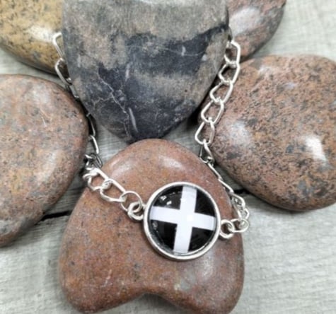 St Piran's Cornish flag open link bracelet