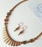Gold Hematite Necklace & Earrings Gift Set Metallic Gold Plated Tapered - Image 3