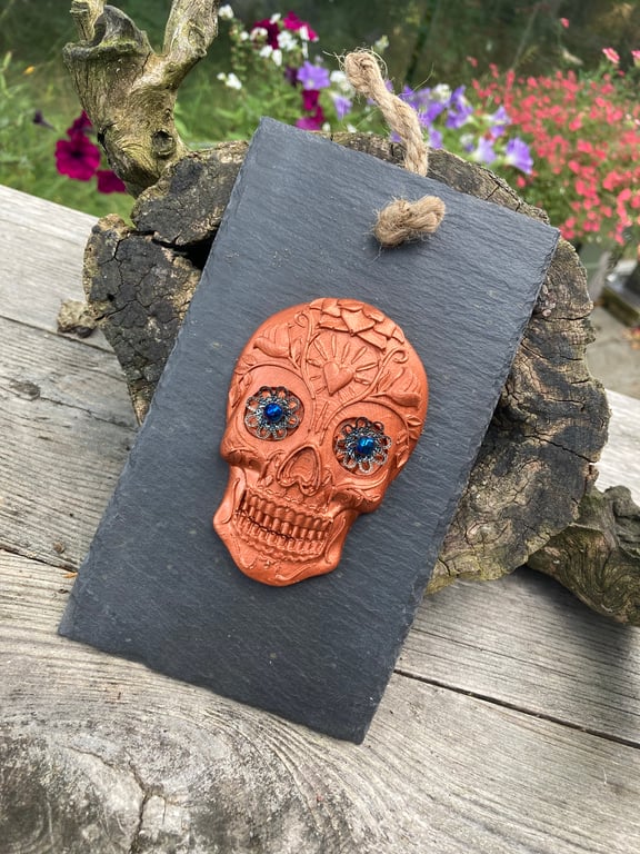 Decorated Skull on Slate
