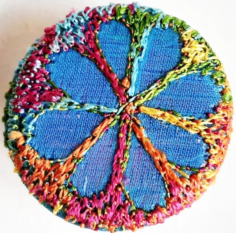 Buttons 1 inch button Hand Dyed Silks and Cottons Free Machine Embroidery Button