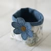 Hydrangea Fabric Tub with Denim Flower