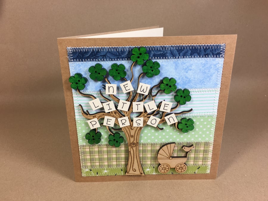  New Little Person Fabric New Baby card
