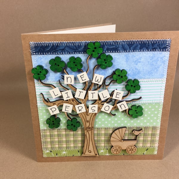  New Little Person Fabric New Baby card