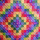 Handmade Patchwork Quilt Rainbow Trip Around The World by Diane Davis