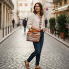 Hand made multicolor cross body bag 