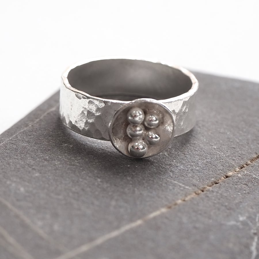 Sterling silver nest ring 5th anniversary 50t Folksy