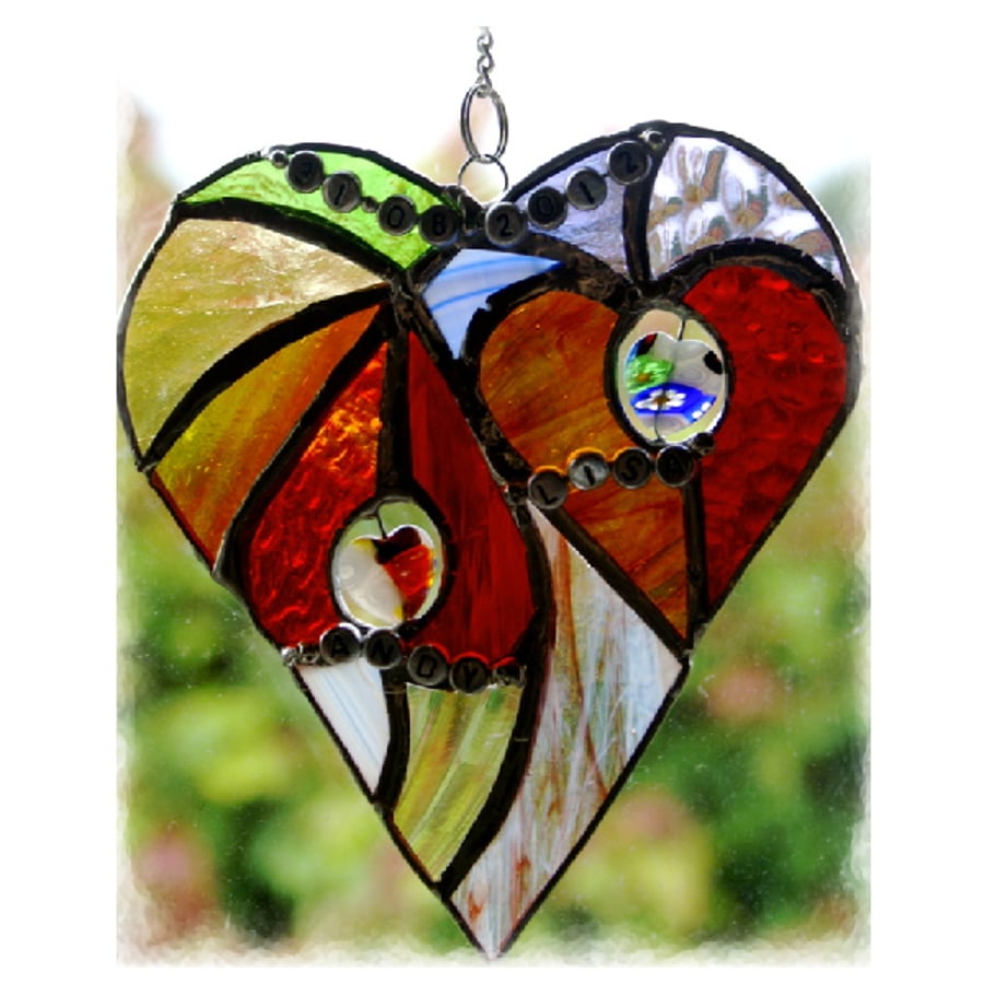 RESERVED for Fiona - Heart of Hearts Stained Glass Suncatcher Personalised