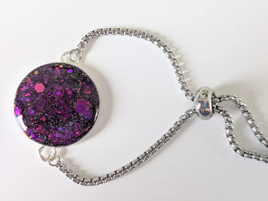 Sparkly Purple Glitter Resin Bracelet