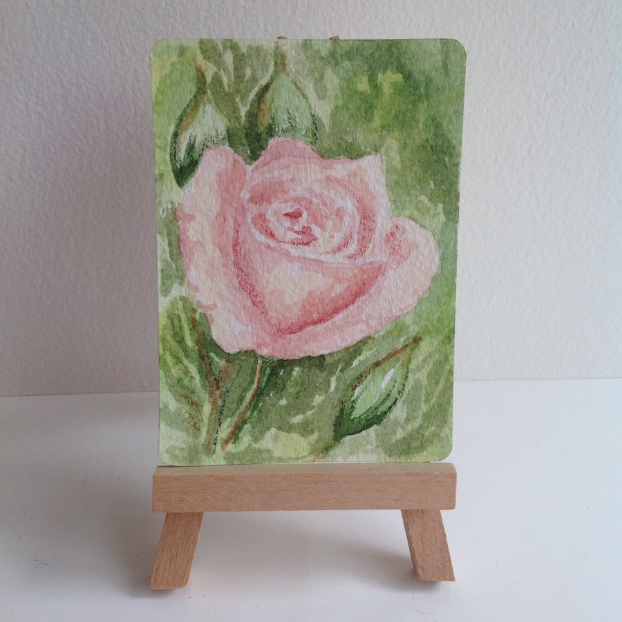 Original watercolour 'Rose' ACEO 