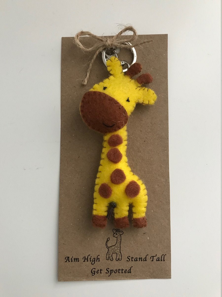 Handmade Felt Keyring, Giraffe Keyring, Valentines Gift, Teacher's Gift, Stockin