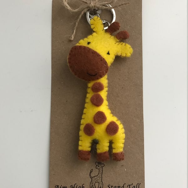 Handmade Felt Keyring, Giraffe Keyring, Valentines Gift, Teacher's Gift, Stockin