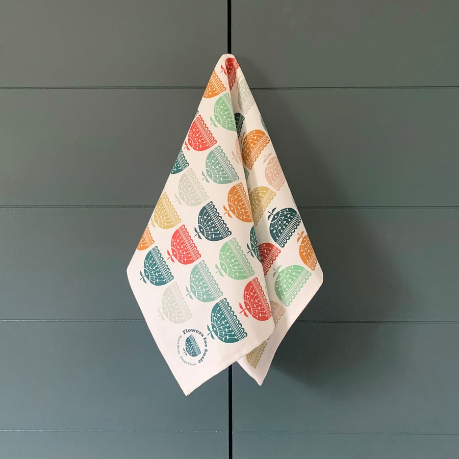 Flower Tea Towel - Rainbow 