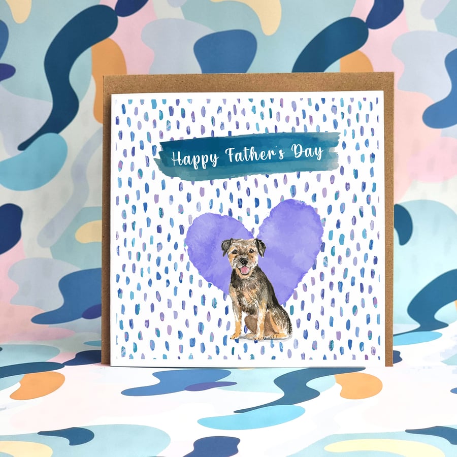 Border Terrier Father's Day Card - 6x6 Square Dog Card