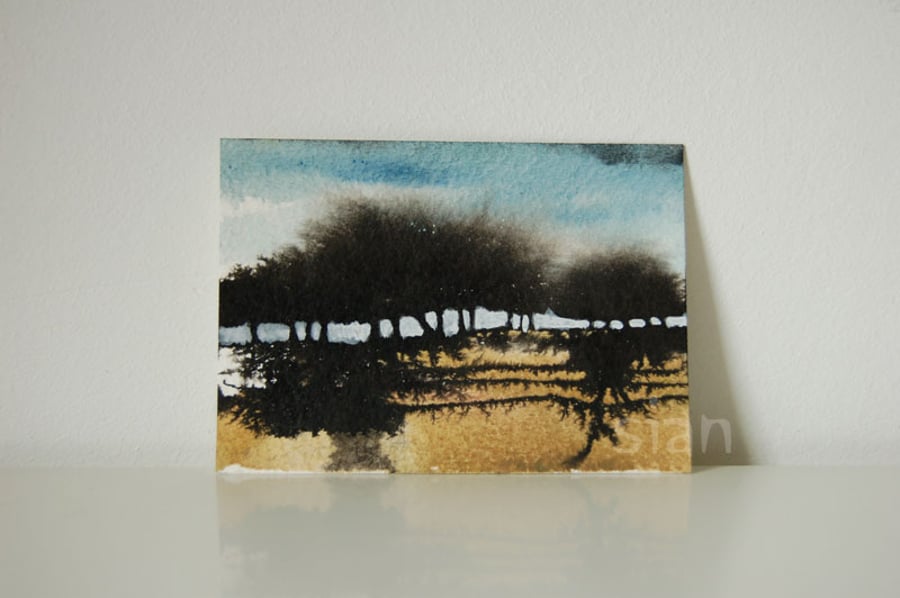 Landscape with trees - Original ACEO