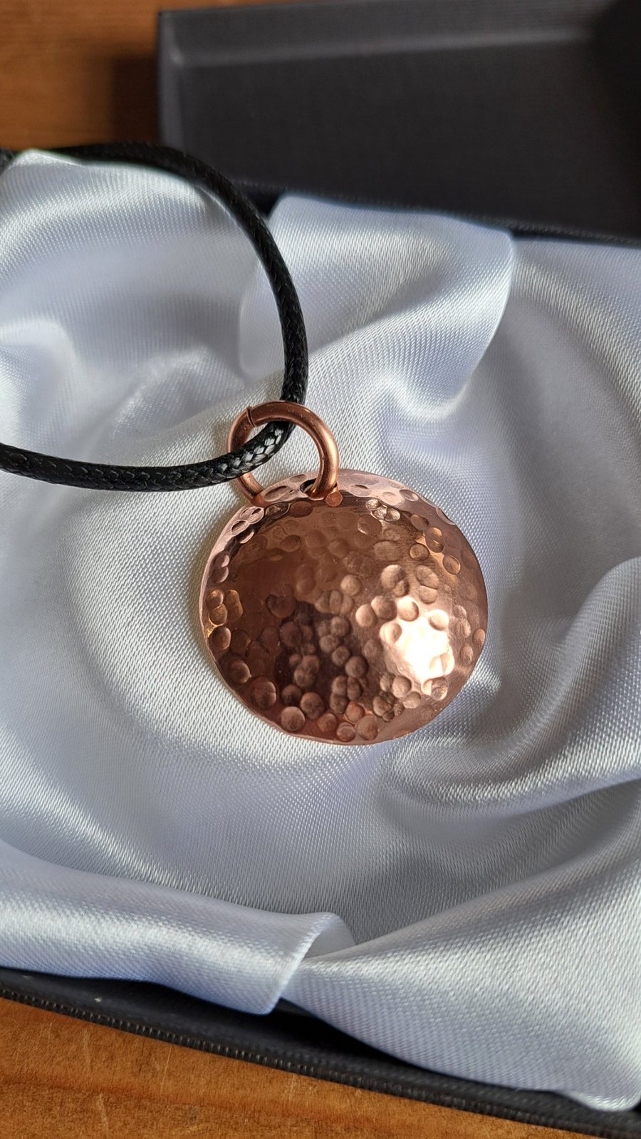Hammered Copper Disc Necklace, Handmade Pendant