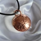 Hammered Copper Disc Necklace, Handmade Pendant