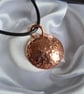 Hammered Copper Disc Necklace, Handmade Pendant