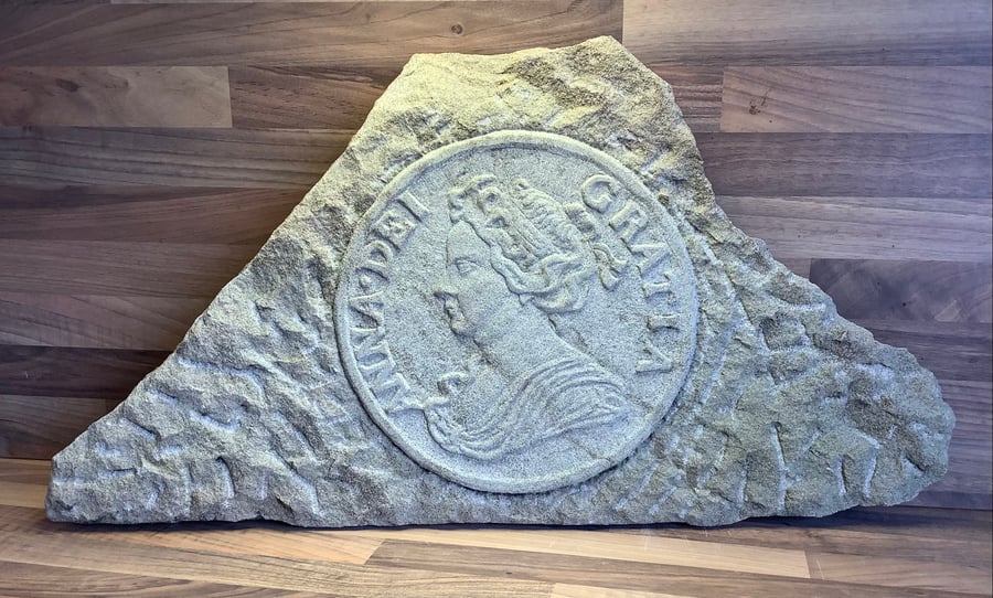 Queen Anne Coin Stone Carving - Coin collector gift