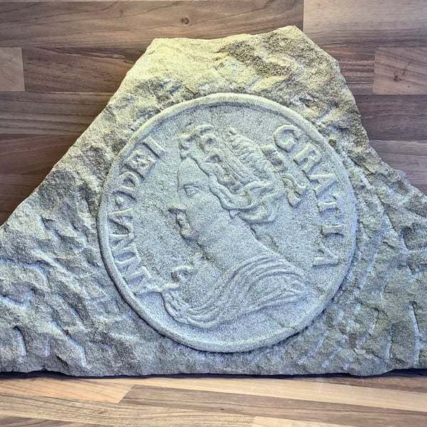 Queen Anne Coin Stone Carving - Coin collector gift