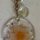 Handmade Resin Flower Keyring Botanical Wedding Gift or Keepsake 