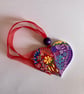 Funky hand painted wooden heart - Image 1
