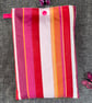 Book Sleeve, Cover, Pouch Padded Pink and white stripped - Image 1