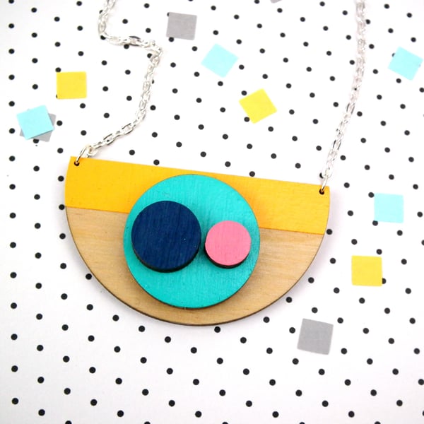 Abstract Semi Circle Geometric Necklace