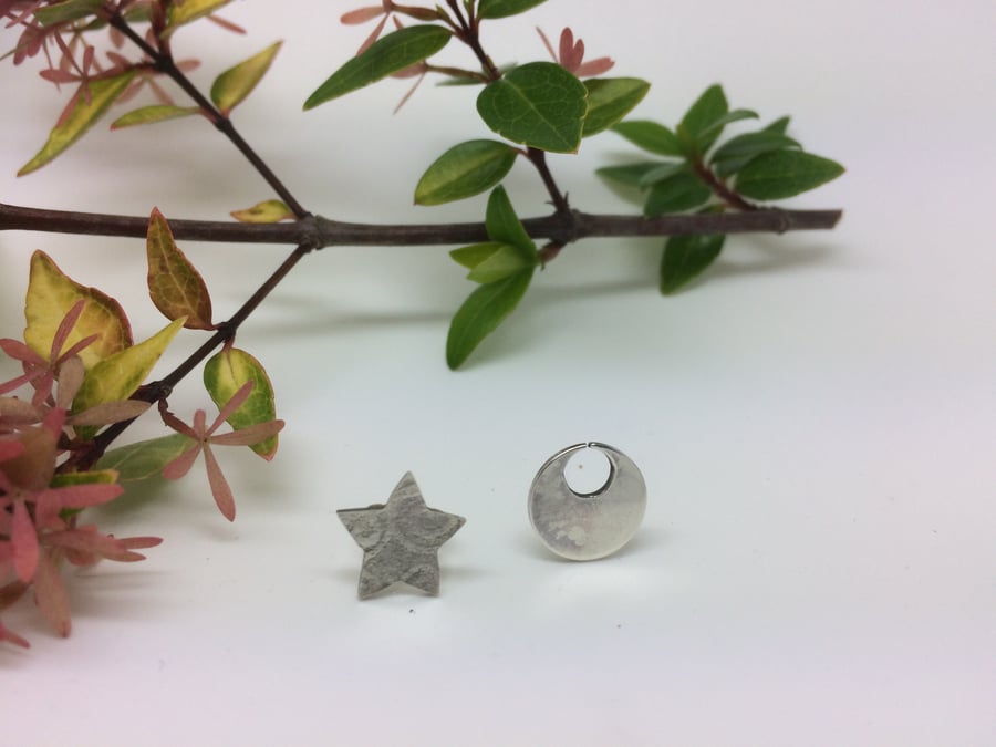Star and Moon stud earrings