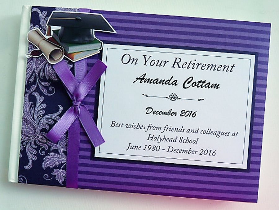 Teacher Retirement Guest book, retirement party gift, keepsake