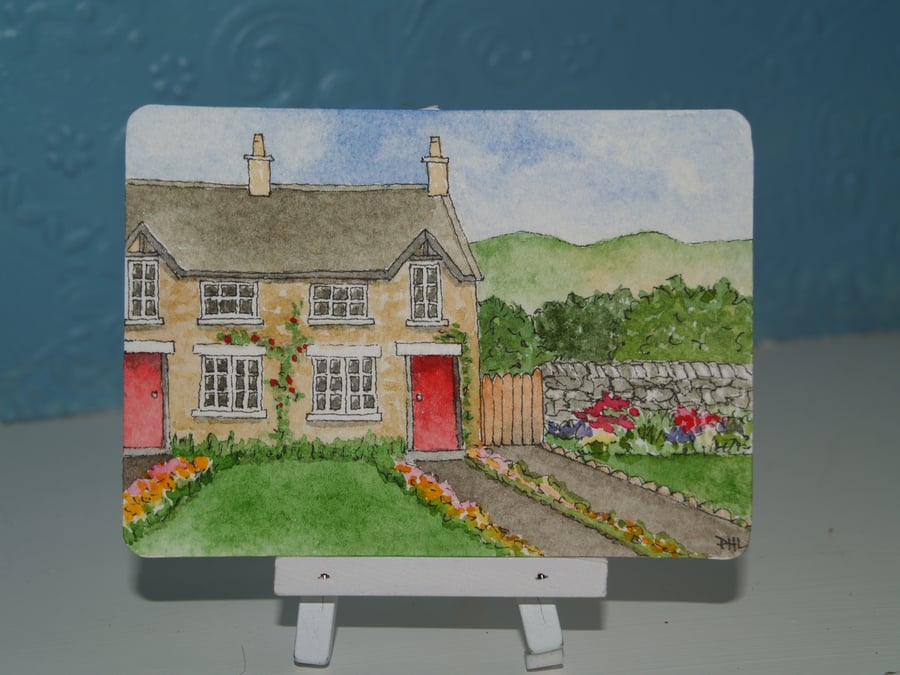 ACEO Original The Old Schoolhouses watercolour