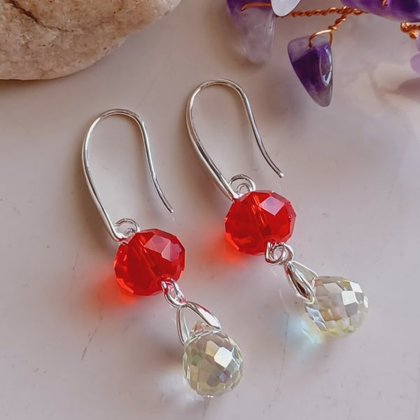 Handmade Austrian glass crystal earrings, gift for women, drop earrings