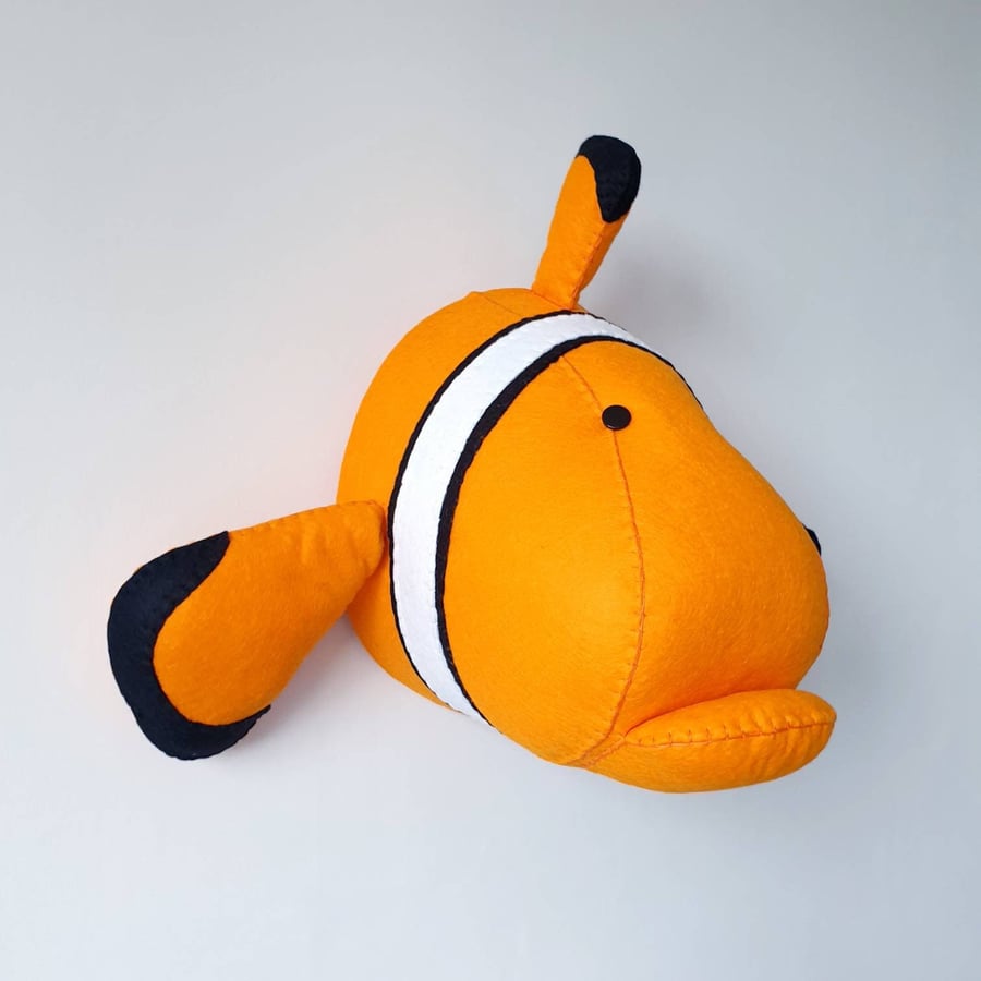 CLOWNFISH - Felt Faux Taxidermy - Wall Mounted Animal Head