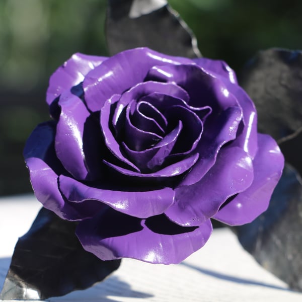 Rich Purple steel handmade metal rose, flower S... - Folksy