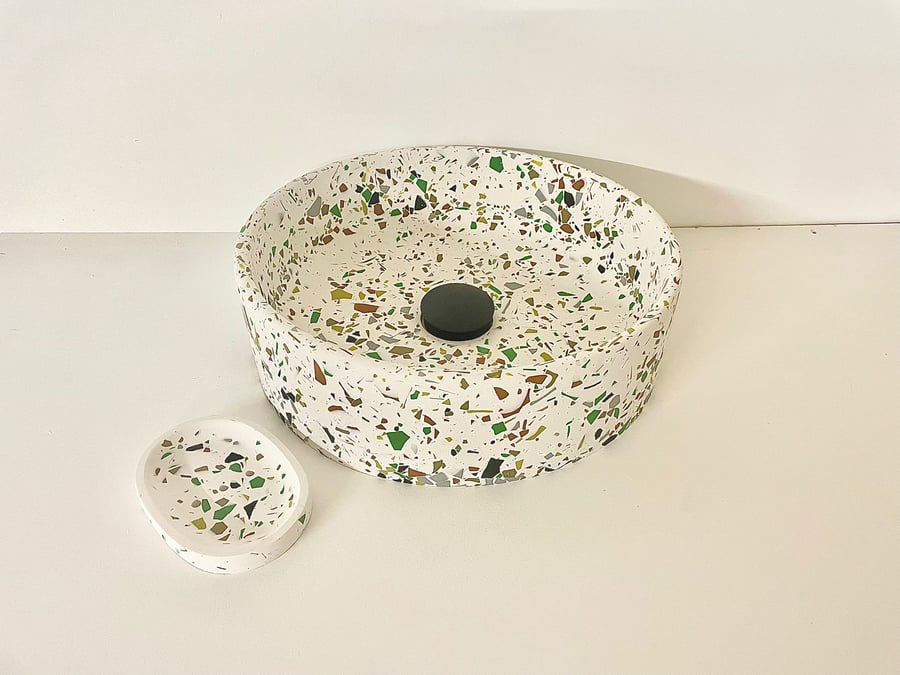 Round terrazzo sink basin