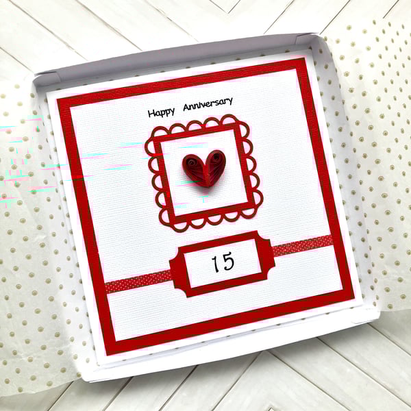 Anniversary card - personalised with ANY number - boxed option