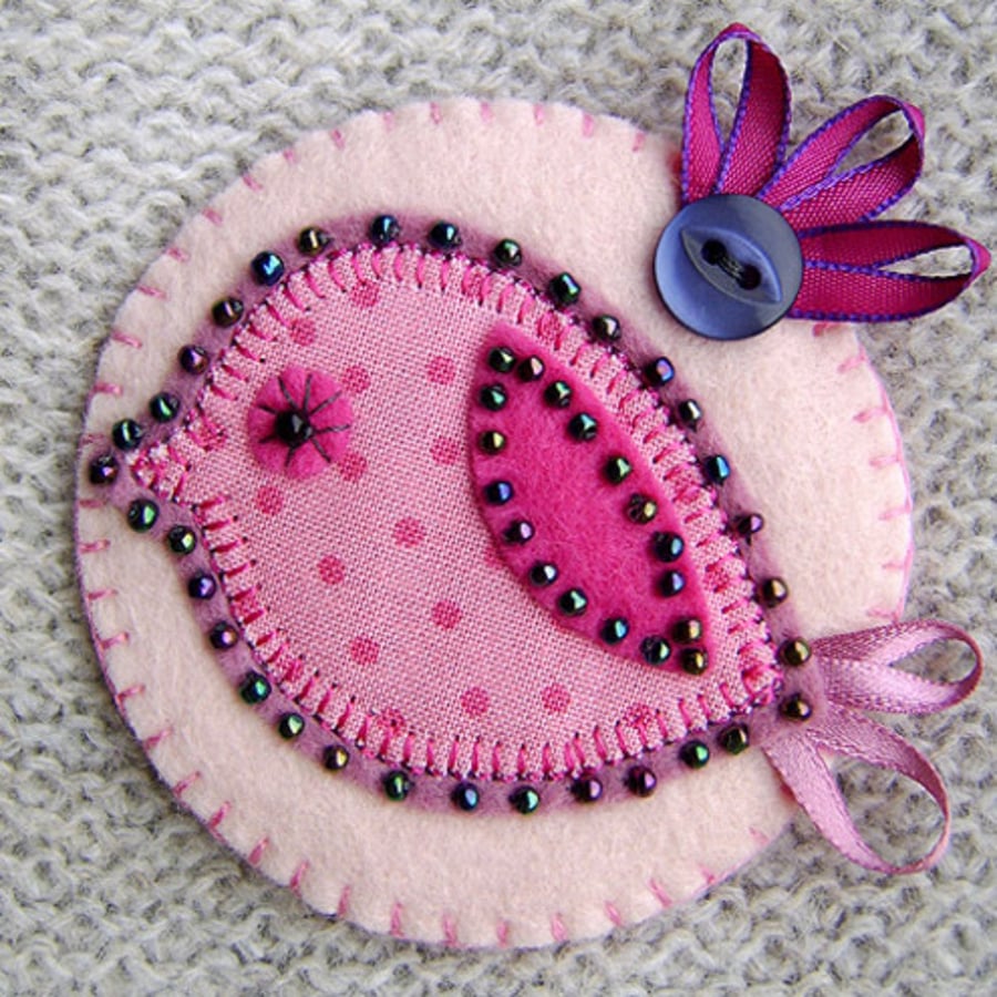 Little Bird Fabric Brooch