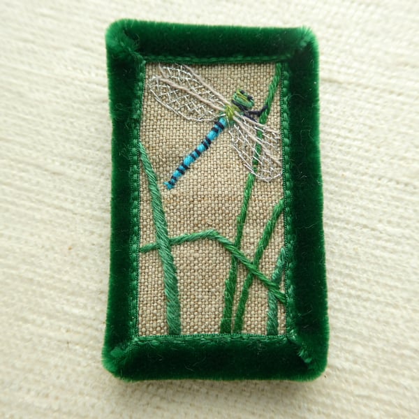 Dragonfly - hand stitched brooch