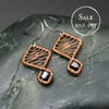 SALE - Copper Wire Weave Geometric Earrings with Dark Grey Metallic Beads
