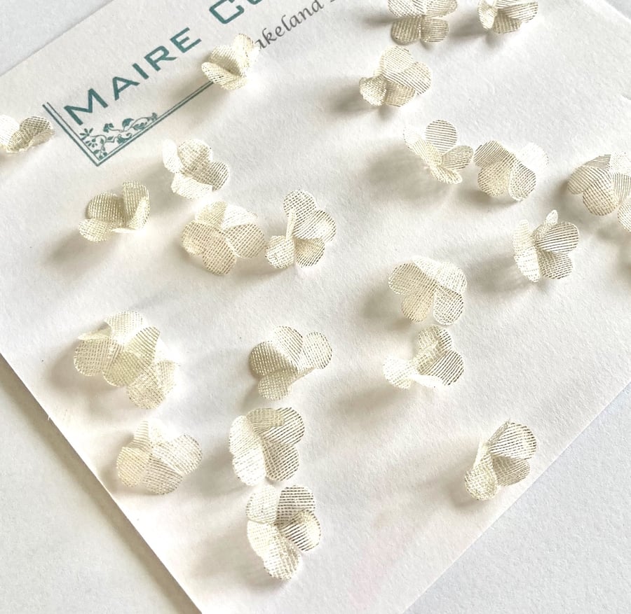 Metallic Silk Silver Organza Mayflowers in four sizes